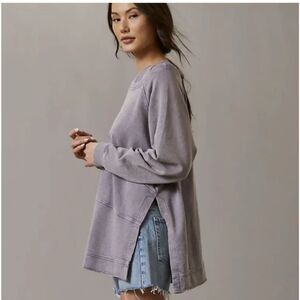 Anthropologie Pilcro Crossover Cutout Long Cotton Sweatshirt Small Lavender EUC